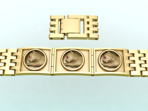 Panther bracelet -Leopard bracelets - Watch strap bracelets - N536 Model Cetak 3D