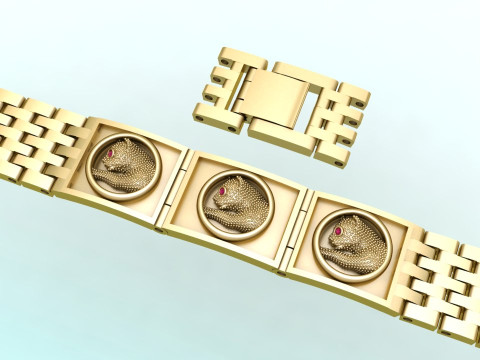 Panther bracelet -Leopard bracelets - Watch strap bracelets - N536 Model Cetak 3D