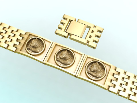 Panther bracelet -Leopard bracelets - Watch strap bracelets - N536 Model Cetak 3D