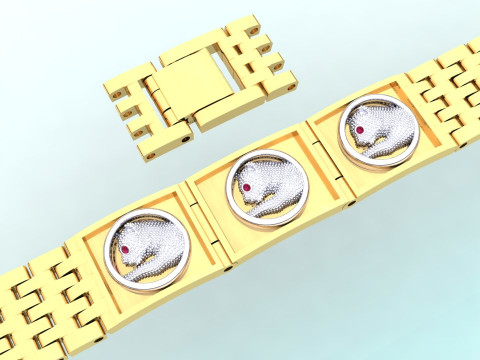 Panther bracelet -Leopard bracelets - Watch strap bracelets - N536 Model Cetak 3D
