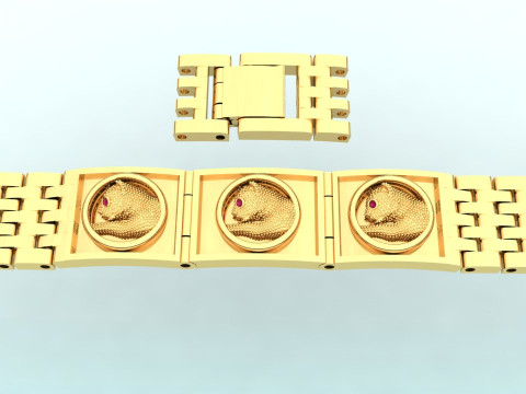 Panther bracelet -Leopard bracelets - Watch strap bracelets - N536 Model Cetak 3D