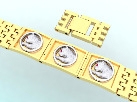 Panther bracelet -Leopard bracelets - Watch strap bracelets - N536 Model Cetak 3D