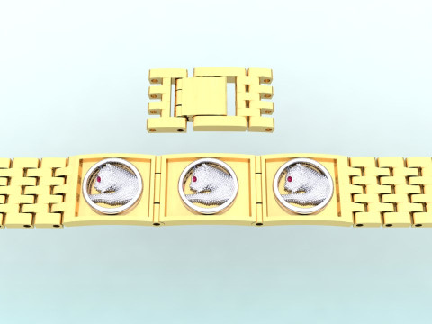 Panther bracelet -Leopard bracelets - Watch strap bracelets - N536 Model Cetak 3D
