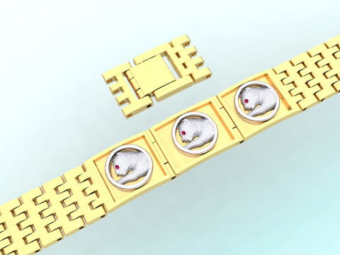 Panther bracelet -Leopard bracelets - Watch strap bracelets - N536 Model Cetak 3D