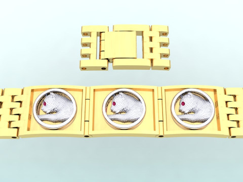 Panther bracelet -Leopard bracelets - Watch strap bracelets - N536 Model Cetak 3D