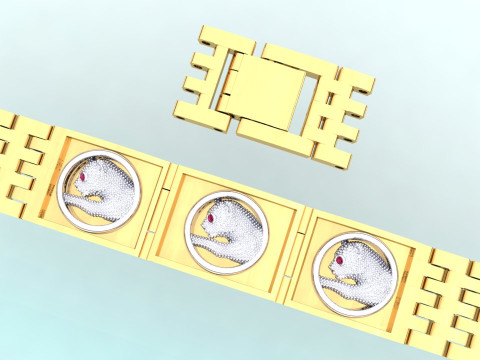 Panther bracelet -Leopard bracelets - Watch strap bracelets - N536 Model Cetak 3D
