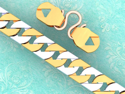 チェーン ブレスレット - マイアミ キューバ ブレスレット - リンク ブレスレット - N955 3Dプリントモデル