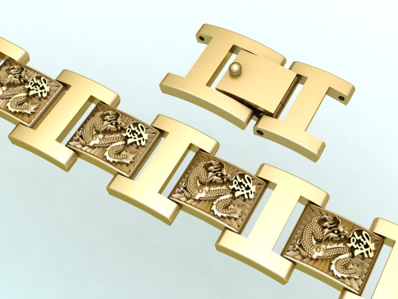 Dragon bracelet - Mens dragon bracelet - Chain bracelets - N858 3D Print Model .c4d .max .obj .3ds .fbx .stl .blend