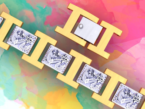 Dragon bracelet - Mens dragon bracelet - Chain bracelets - N858 3D Print Model