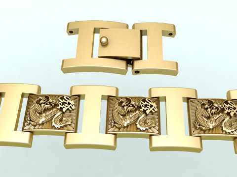 Dragon bracelet - Mens dragon bracelet - Chain bracelets - N858 3D Print Model