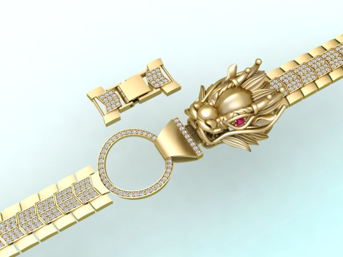 Dragon bracelet - Mens dragon bracelet - Chain bracelets - N1009 Modèles 3D en vedette