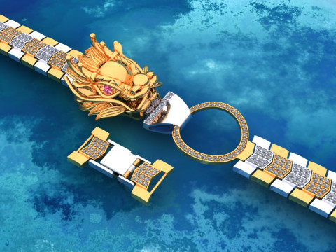 Dragon bracelet - Mens dragon bracelet - Chain bracelets - N1009 Model Cetak 3D