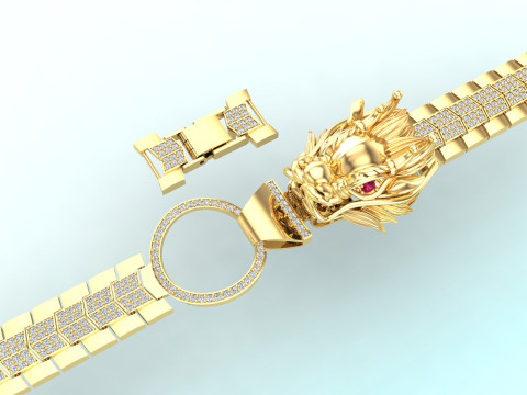 Dragon bracelet - Mens dragon bracelet - Chain bracelets - N1009 Model Cetak 3D
