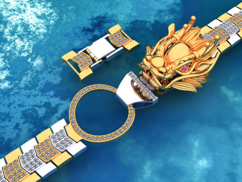 Dragon bracelet - Mens dragon bracelet - Chain bracelets - N1009 Model Cetak 3D