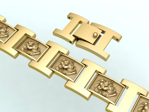 Lion bracelet - Chain bracelets - Mens Lion bracelet - N930321 Model Cetak 3D