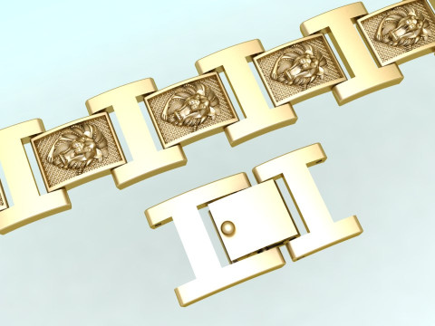 Lion bracelet - Chain bracelets - Mens Lion bracelet - N930321 Model Cetak 3D