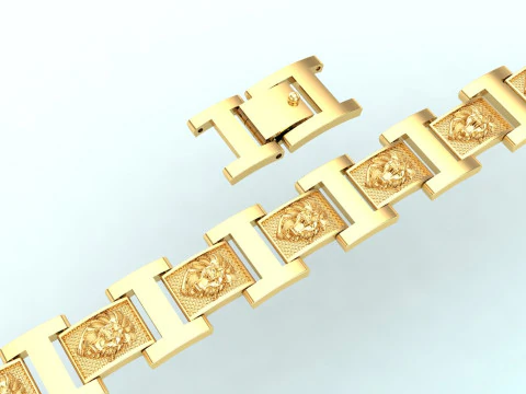 Lion bracelet - Chain bracelets - Mens Lion bracelet - N930321 3D Print Model