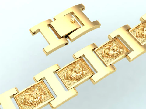 Lion bracelet - Chain bracelets - Mens Lion bracelet - N930321 3D Print Model