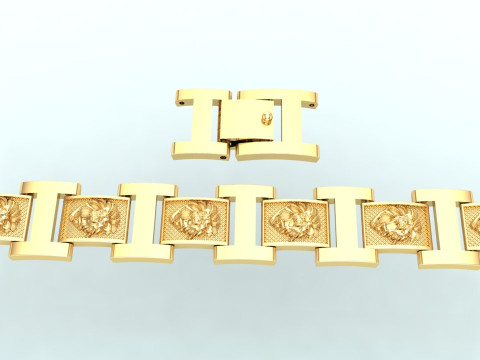 Lion bracelet - Chain bracelets - Mens Lion bracelet - N930321 Model Cetak 3D