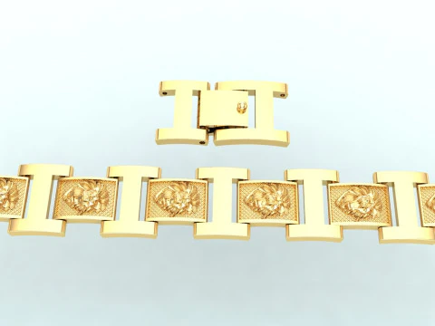 Lion bracelet - Chain bracelets - Mens Lion bracelet - N930321 3D Print Model