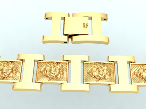 Lion bracelet - Chain bracelets - Mens Lion bracelet - N930321 Model Cetak 3D