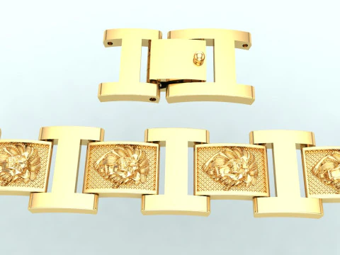 Lion bracelet - Chain bracelets - Mens Lion bracelet - N930321 3D Print Model