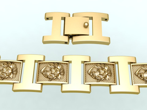 Lion bracelet - Chain bracelets - Mens Lion bracelet - N930321 Model Cetak 3D