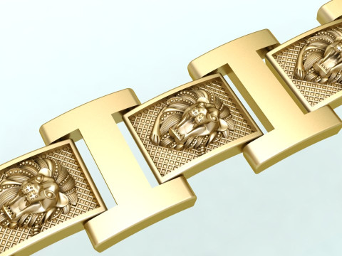 Lion bracelet - Chain bracelets - Mens Lion bracelet - N930321 Model Cetak 3D