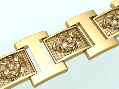 Lion bracelet - Chain bracelets - Mens Lion bracelet - N930321 3D Print Model