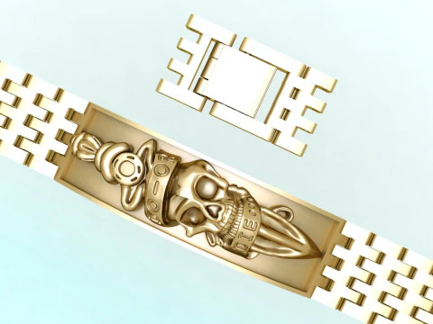 Skull bracelet - Watch strap bracelets - Mens bracelets - N930458 3D Print Model