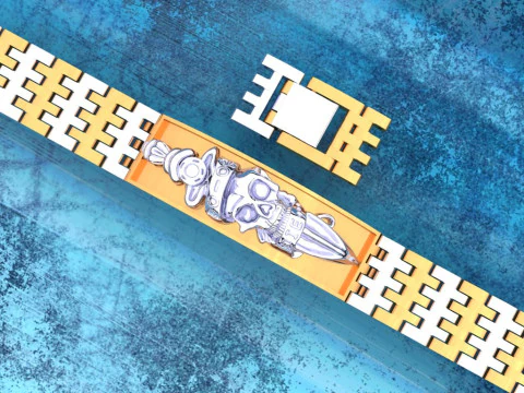 Skull bracelet - Watch strap bracelets - Mens bracelets - N930458 3D Print Model