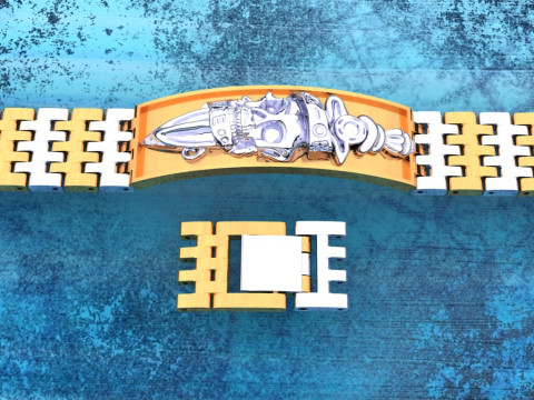 Skull bracelet - Watch strap bracelets - Mens bracelets - N930458 3D प्रिंट मॉडल