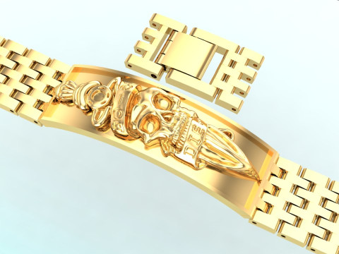 Skull bracelet - Watch strap bracelets - Mens bracelets - N930458 3D प्रिंट मॉडल