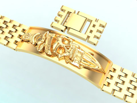 Skull bracelet - Watch strap bracelets - Mens bracelets - N930458 3D Print Model