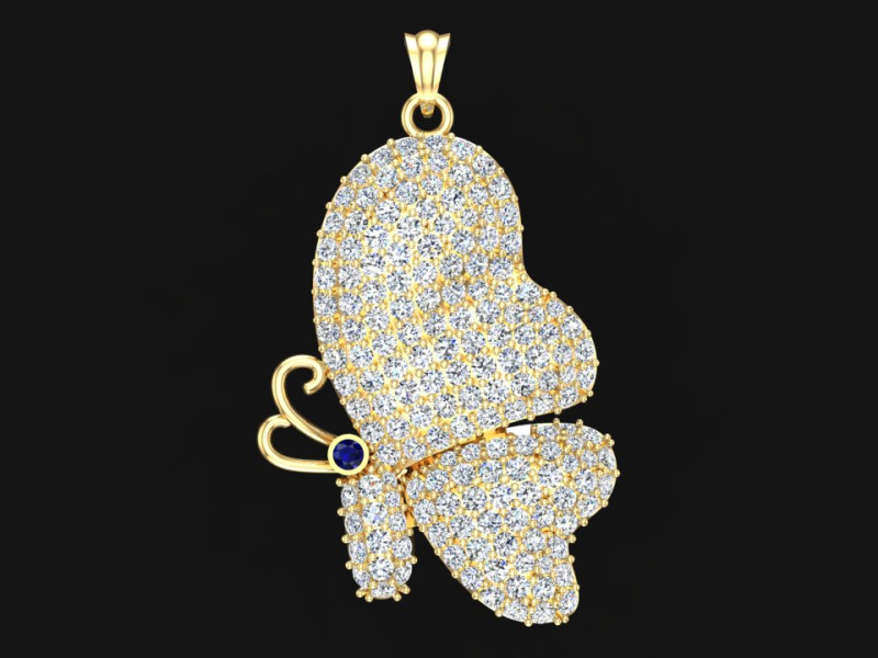Butterfly Pendant - Womens Pendants - N1149 3D Принт Модель .c4d .max .obj .3ds .fbx .stl .blend