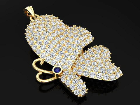 나비 펜던트 - 여성용 펜던트 - N1149 3D 프린트 모델