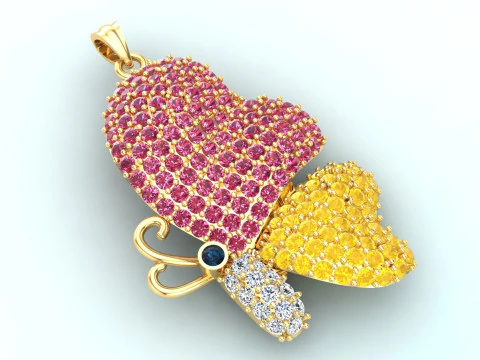 나비 펜던트 - 여성용 펜던트 - N1149 3D 프린트 모델