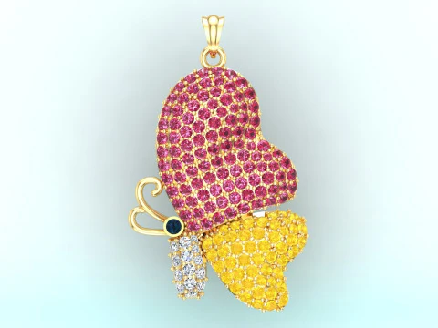 나비 펜던트 - 여성용 펜던트 - N1149 3D 프린트 모델