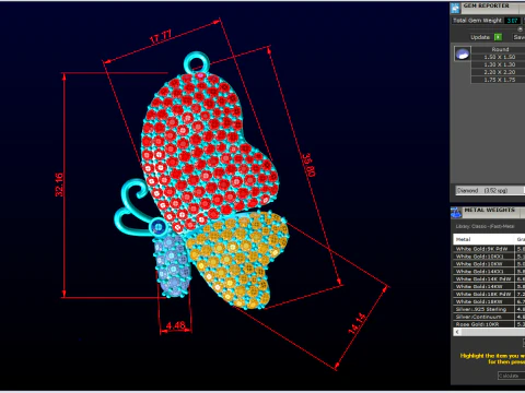나비 펜던트 - 여성용 펜던트 - N1149 3D 프린트 모델