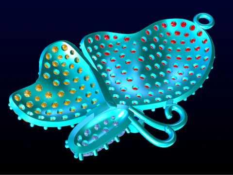 나비 펜던트 - 여성용 펜던트 - N1149 3D 프린트 모델