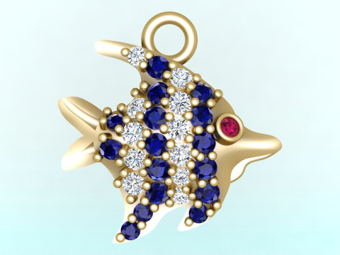 Fish pendant - Fish necklace - Womens pendants - N104 Modello di stampa 3D
