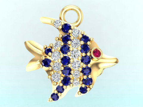 Fish pendant - Fish necklace - Womens pendants - N104 Modello di stampa 3D