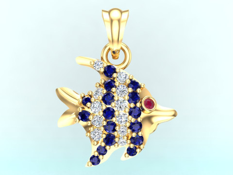 Fish pendant - Fish necklace - Womens pendants - N104 Modello di stampa 3D