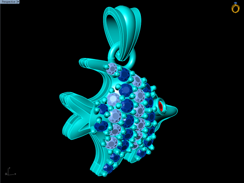 Fish pendant - Fish necklace - Womens pendants - N104 Modello di stampa 3D