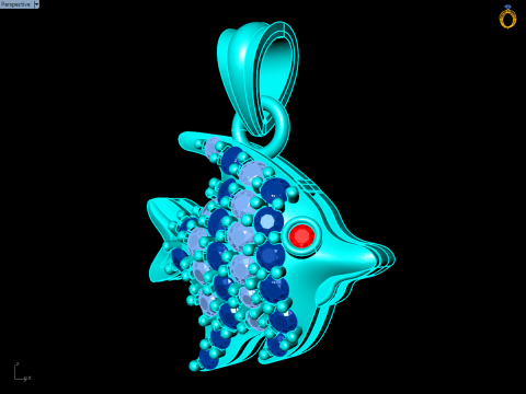 Fish pendant - Fish necklace - Womens pendants - N104 Modello di stampa 3D