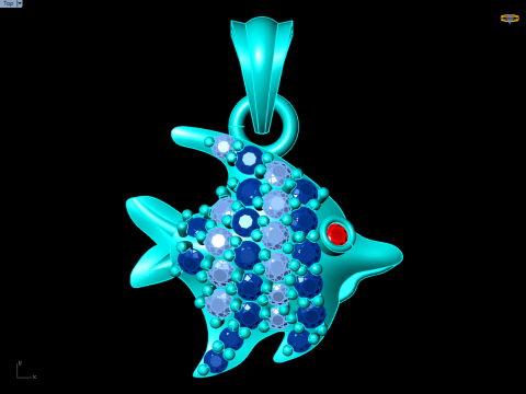 Fish pendant - Fish necklace - Womens pendants - N104 Modello di stampa 3D