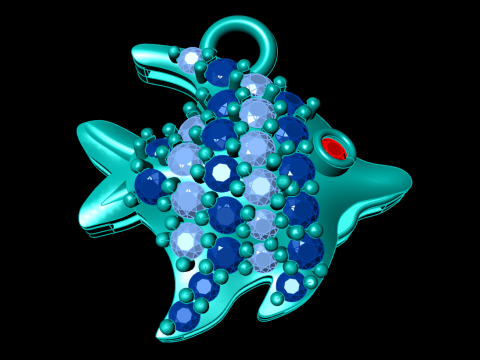 Fish pendant - Fish necklace - Womens pendants - N104 Modello di stampa 3D