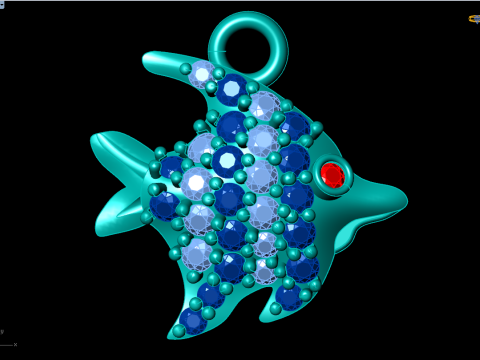 Fish pendant - Fish necklace - Womens pendants - N104 Modello di stampa 3D