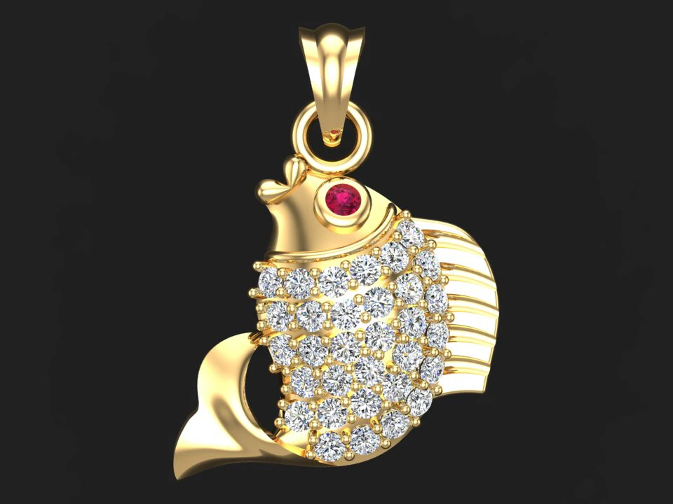 Carp pendant - Fish pendant - Womens pendants - N1034 3D Print Model .c4d .max .obj .3ds .fbx .stl .blend 