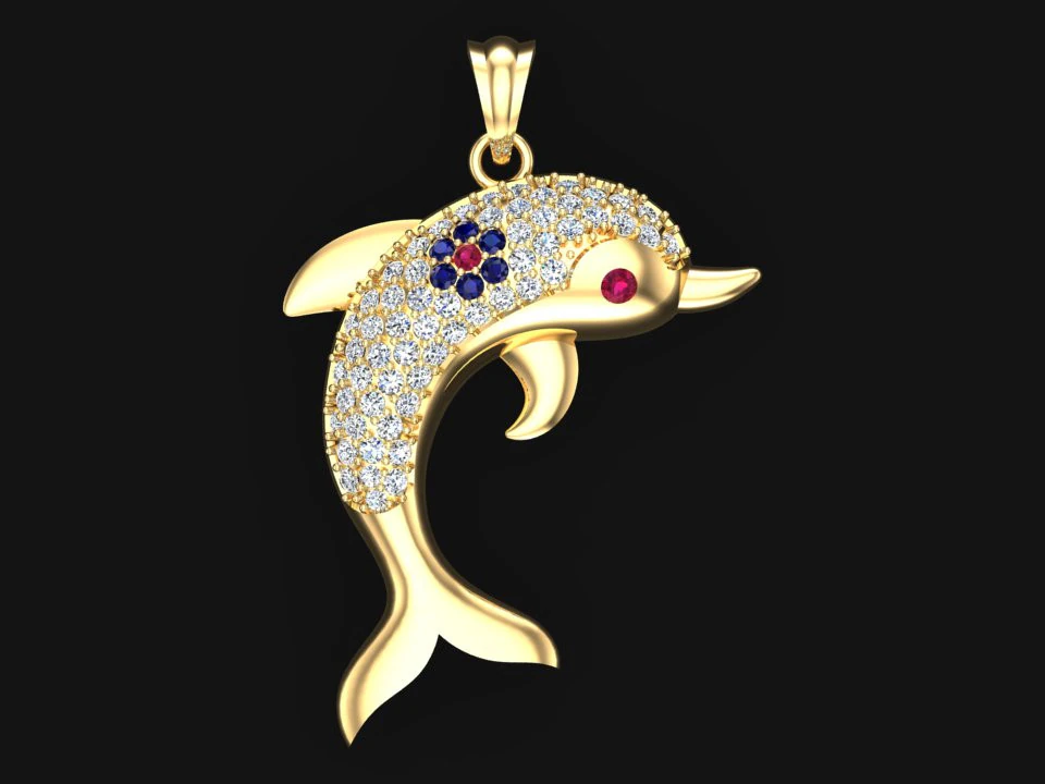 Dolphin pendant - Womens pendants - N628 3D Print Model .c4d .max .obj .3ds .fbx .stl .blend 